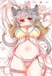  absurd_res ahoge animal_humanoid bedding big_breasts bikini blanket blush breasts capelet cleavage clothed clothing female grey_hair hair hi_res humanoid lying mammal mammal_humanoid mouse_humanoid murid murid_humanoid murine murine_humanoid navel nazrin on_back red_eyes rodent rodent_humanoid sabitare short_hair solo swimwear touhou video_games 