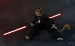  2017 anthro clothing felid hi_res iztli lightsaber lion male mammal melee_weapon pantherine signature solo standing star_wars weapon 