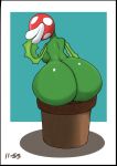  absurd_res anthro big_butt breasts butt curvy_figure elemental_creature elemental_humanoid female flora_fauna green_body hi_res huge_butt humanoid lips ll-ss looking_back mario_bros nintendo non-mammal_breasts not_furry piranha_plant plant plant_humanoid plant_pot rear_view signature solo spots spotted_body thick_lips video_games white_lips white_spots 