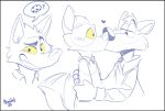  &lt;3 2021 anthro canid canine canis chip_the_wolf clothing cookie cookie_crisp dialogue digital_drawing_(artwork) digital_media_(artwork) dreamworks duo food half-closed_eyes hand_around_waist hand_on_arm kissing koidelcoyote male male/male mammal mr._wolf_(the_bad_guys) narrowed_eyes pictographics signature simple_background sketch surprise tail_motion tailwag the_bad_guys topwear white_background wolf yellow_eyes 