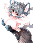  absurd_res ahoge animal_humanoid big_breasts breasts clothed clothing female fishnet fishnet_legwear grey_hair hair hi_res huge_breasts humanoid legwear leotard mammal mammal_humanoid mouse_humanoid murid murid_humanoid murine murine_humanoid nazrin raised_arms red_eyes rodent rodent_humanoid sabitare short_hair solo tights touhou video_games 
