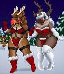  anthro bondage_gear butt butt_grab capreoline cervid christmas christmas_clothing clothed clothing crossdressing cutedge hand_on_butt hi_res holidays male male/male mammal quakehoof reindeer rudolph_the_red_nosed_reindeer thick_thighs 