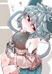  ? absurd_res animal_humanoid big_breasts blush bottomwear breasts can clothed clothing container female grey_hair hair hi_res holding_object humanoid mammal mammal_humanoid mouse_humanoid murid murid_humanoid murine murine_humanoid nazrin red_eyes rodent rodent_humanoid sabitare short_hair shorts side_boob sitting smile solo sweater topwear touhou video_games 