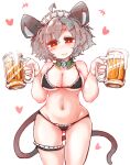  &lt;3 absurd_res ahoge alcohol animal_humanoid beer beer_mug beverage big_breasts bikini blush breasts cleavage clothed clothing female grey_hair hair hi_res holding_object humanoid maid_headdress mammal mammal_humanoid mouse_humanoid murid murid_humanoid murine murine_humanoid navel nazrin red_eyes rodent rodent_humanoid sabitare short_hair smile solo swimwear touhou video_games wide_hips 
