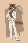  2021 absurd_res anthro canid canine canis clothed clothing dreamworks footwear fully_clothed hi_res joaoppereiraus male mammal mr._wolf_(the_bad_guys) necktie simple_background solo suit text the_bad_guys wolf 