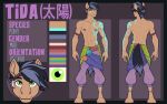  anthro blue_glow equid equine fcsimba green_eyes horse male mammal nipples pony rear_view solo tatto tida 
