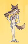 2021 anthro brown_body brown_fur canid canine canis clothing digital_media_(artwork) dreamworks fur hi_res male mammal mr._wolf_(the_bad_guys) simple_background solo stellizard tan_body the_bad_guys wolf yellow_eyes 