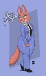  2021 absurd_res anthro business_suit canid canine clothed clothing diane_foxington dreamworks eyewear female footwear fox fully_clothed glasses hi_res joaoppereiraus mammal open_mouth signature simple_background solo suit text the_bad_guys 