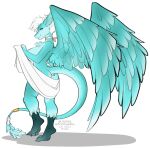  2021 anthro blue_eyes breasts digital_media_(artwork) dragon eyebrows eyelashes feathered_dragon feathered_wings feathers female fur hair hi_res kittydee nude smile solo white_hair wings 