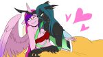  &lt;3 anthro anthrofied arthropod bed breasts changeling cleavage clothed clothing equid equine fangs female friendship_is_magic furniture hasbro hi_res horn licking long_tongue mammal my_little_pony on_bed princess_cadance_(mlp) queen_chrysalis_(mlp) redxbacon tongue tongue_out under_covers winged_unicorn wings 