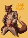  2021 anthro brown_body brown_fur canid canine canis clothing darkspeeds digital_media_(artwork) dreamworks fur male mammal mr._wolf_(the_bad_guys) simple_background solo tan_body the_bad_guys wolf yellow_eyes 