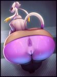  anthro anus back_boob big_breasts big_butt bodily_fluids bottomless bottomless_female breasts butt clothed clothing curvaceous curvy_female curvy_figure eyewear female genitals glasses glistening glistening_body glistening_butt hair hair_bun hi_res huge_breasts huge_butt looking_at_viewer looking_back mammal mienshao mustela mustelid musteline nintendo partially_clothed pok&eacute;mon pok&eacute;mon_(species) presenting presenting_hindquarters pussy r-mk raised_tail rear_view side_boob solo standing sweat sweatdrop sweaty_butt thick_thighs true_musteline video_games voluptuous wide_hips 