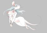  2021 anthro biped blue_eyes blue_hair blush breasts collar cuff_(restraint) digital_media_(artwork) female fur grey_background hair mammal mouse multi_breast murid murine nipple_chain nipple_piercing nipple_ring nipples piercing restraints rodent shackles shebeast simple_background solo white_body white_fur 