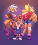  activision animated anthro bandicoot big_breasts big_butt bigdad blonde_hair breast_size_difference breasts butt butt_size_difference cleavage clothed clothing crash_bandicoot crash_bandicoot_(series) evenesko.d.fox_(artist) female group hair huge_breasts huge_butt huge_thighs larger_female male mammal marsupial pirate_tawna size_difference square_crossover tawna_bandicoot thick_thighs trio video_games wide_hips 