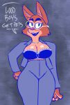  anthro breasts business_suit canid canine clothed clothing diane_foxington dreamworks duskcy eyewear female fox glasses hi_res lingerie mammal pinup pose solo solo_focus suit the_bad_guys 