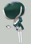  :&lt; calyrex closed_mouth commentary_request frown full_body grey_eyes highres holding holding_spoon kiichev looking_down pokemon pokemon_(creature) simple_background solo spoon twitter_username 