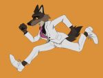  2021 anthro bottomwear canid canine canis clothing dreamworks fist footwear hi_res male mammal mr._wolf_(the_bad_guys) orange_background pants running shoes simple_background skullsbesan solo suit the_bad_guys white_clothing wolf 