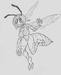  antennae_(anatomy) anthro arthropod big_breasts breasts female hair hymenopteran insect looking_at_viewer sketch solo wasp wings zer0ember 