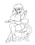  2016 anthro big_breasts black_and_white breasts chair clothed clothing danellz felid female footwear furniture hair jewelry kathy_(danellz) lion mammal monochrome open_mouth pantherine ring sitting solo tail_jewelry tail_ring 