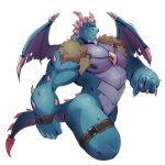  1:1 activision anthro areola arts_of_indiego biped blue_body blue_scales bubba_(spyro) claws dragon finger_claws hi_res horn jewelry male membrane_(anatomy) membranous_wings mostly_nude muscular muscular_anthro muscular_male necklace nipples pecs rescued_dragons_(spyro) scales simple_background solo spikes spikes_(anatomy) spyro_reignited_trilogy spyro_the_dragon video_games white_background wings 