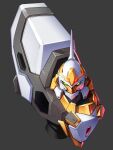 code_geass doyouwantto glowing glowing_eyes grey_background knightmare_frame lancelot_(code_geass) looking_at_viewer mecha no_arms no_humans solo upper_body 