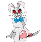  bow_tie crossed_legs female five_nights_at_freddy&#039;s floppy_ears humanoid jcfireescape knife lagomorph leporid looking_at_viewer mammal ms_paint rabbit scottgames solo vanny_(fnaf) video_games 