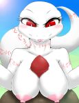  2018 absurd_res albino alternate_version_at_source anthro areola arm_markings big_breasts big_eyes big_tail biped blep blush breast_play breasts bust_portrait crusch_lulu day detailed_background digital_drawing_(artwork) digital_media_(artwork) duo erection eyelashes female front_view genitals hi_res huge_breasts light lizard long_tail looking_at_genitalia looking_at_penis looking_down markings milkteafox neck_markings nipples non-mammal_breasts nude outside overlord_(series) penis penis_between_breasts pink_areola pink_markings pink_nipples pink_tongue portrait pupils red_eyes red_penis reptile reptile_penis scalie sex shaded slit_pupils smile soft_shading sun sunlight tail_markings thick_tail titfuck tongue tongue_out tribal tribal_markings white_body white_pupils 