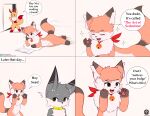  ambiguous_gender anthro bell blush book canid canine collar dialogue door eevee fox hi_res iradeon lying mammal nia_(senz) nintendo pok&eacute;mon pok&eacute;mon_(species) pudding_(limitless_fun) reading scarf sean_(senz) senz text video_games walking 