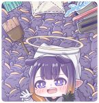  :3 blush broom bucket bucket_of_water cleaning crowded dustpan gloves halo head_scarf hololive hololive_english mole mole_under_eye monja_(monja0521) ninomae_ina&#039;nis pointy_ears rag spilling tako_(ninomae_ina&#039;nis) tentacle_hair vacuum_cleaner virtual_youtuber 