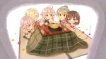  5girls chibi ginkgo_leaf hoshi_syoko idolmaster idolmaster_cinderella_girls igloo kawaii_boku_to_142&#039;s_(idolmaster) kneeling koshimizu_sachiko kotatsu leaf looking_at_viewer maple_leaf morikubo_nono multiple_girls omisoshiru portable_stove sakuma_mayu shirasaka_koume snow_shelter steam table tatami under_the_desk_(idolmaster) 