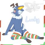  anthro blush doeboi hi_res leg_stockings looking_back male solo 