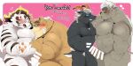  2021 anthro belly blush brown_body brown_fur censored erection eyes_closed eyewear felid fur genitals glasses group hi_res hyaku_(artist) kemono licho_(tas) lifewonders male male/male mammal moobs overweight overweight_male pantherine penis tiger tokyo_afterschool_summoners ursid video_games volos white_body white_fur 