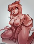  2021 absurd_res anthro areola breasts canid canine canis digital_media_(artwork) domestic_dog female furlana hair hi_res kneeling mammal nipples nude solo text url 