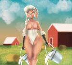  &lt;3 areola armwear big_breasts bovid breasts caprine clothed clothing domestic_sheep droopy_(series) farm farm_girl female fur genitals gloves hair handwear leggy_lamb looking_at_viewer mammal metro-goldwyn-mayer milk nipples partially_clothed pussy sheep sheep_wrecked smile solo topless unknown_artist wide_hips 