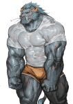  abs anthro biceps big_muscles clothed clothing felid hi_res huge_muscles krampus_(housamo) lifewonders lion male mammal muscular muscular_anthro muscular_male pantherine solo tokyo_afterschool_summoners translucent translucent_clothing traver009 video_games wet wet_clothing 