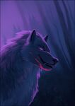  2021 ambiguous_gender canid canine digital_media_(artwork) feral fur mammal oneminutesketch purple_body purple_eyes purple_fur purple_theme smile solo 