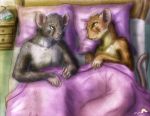  bed bedding blanket couple_(disambiguation) female male mammal mouse rodent romantic romantic_couple shy whimsicalsquirrel 