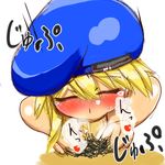  beret blazblue blonde_hair blush closed_eyes fellatio fuyu_sato hat hetero noel_vermillion oral penis pov solo_focus tears 