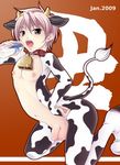  animal_costume animal_ears bell blush bottomless boy boy_cow bull collar cow cow_bell cow_costume cow_ears cow_print cow_tail drinking dripping erect_nipples flaccid hiro_(usukawa) hirohide horns human_livestock jar kneeling male milk milk_jar navel nipples open_clothes open_mouth open_shirt penis pink_hair saliva solo tail testicles uncensored usukawa_(artist) 