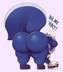  artist_name:bitfly ass_up bending_over_position blue_body blue_fur butt character_name:pepper_westerly clothing clumsy dialogue fur hi_res leotard male mammal mephitid presenting presenting_hindquarters sailor_hat sailor_uniform short short_stack skunk solo thong_leotard 