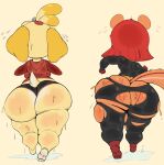 animal_crossing anthro big_butt bodily_fluids bottomwear breasts butt canid canine canis clothing domestic_dog duo female hair hazel_(animal_crossing) hi_res hoodie huge_butt isabelle_(animal_crossing) jogging mammal nintendo orange_body purple_yoshi_draws red_hair rodent sciurid shih_tzu shorts sweat sweatpants sweatshirt sweaty_butt thick_thighs topwear torn_bottomwear torn_clothing toy_dog tree_squirrel video_games wide_hips yellow_body 