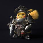  3d armor belt brown_eyes chain clothing_request coat_of_arms evgeniy_aleshechkin furry grey_background helmet highres knight looking_at_viewer pikachu pokemon pokemon_(creature) potion simple_background sword tagme tail weapon yellow_fur zbrush 