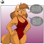  absurd_res anthro breasts chrisandcompany cleavage clothed clothing dialogue domestic_cat felid feline felis female hi_res mammal neve_vecat solo swimwear 