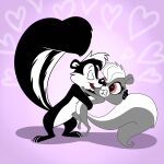  &lt;3 1:1 anthro black_body black_fur duo eyes_closed female feral fur grey_body grey_fur hasbro heart_background hi_res littlest_pet_shop lonbluewolf looney_tunes madmax male mammal mephitid open_mouth pep&eacute;_le_pew pepper_clark pink_eyes sexual_contact sexual_harassment skunk teeth warner_brothers white_body white_fur 