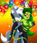  absurd_res alien anthro balloon big_breasts birthday birthday_hat birthday_sex blue_eyes blush bodily_fluids breast_grab breasts canid canine canis cum cum_in_pussy cum_inside duo eyeshadow female female_penetrated genital_fluids green_hair green_nipples hair hand_on_breast hi_res horn humanoid inflatable kiss_mark knight_shape looking_pleasured makeup male male/female male_penetrating mammal nails nipples penetration purple_eyes ribbons sega sex simple_background smile sonic_the_hedgehog_(series) tail the_deadly_six the_knight tk_the_wolf vaginal vaginal_penetration wolf zeena zeti 