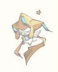  :o closed_eyes commentary_request full_body i_g1ax jirachi no_humans open_mouth outstretched_arm pokemon pokemon_(creature) simple_background solo star_(symbol) twitter_username white_background 