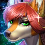  2021 amur canid canine digital_media_(artwork) eyebrows eyelashes fox fur green_eyes hair hi_res looking_at_viewer mammal red_hair 