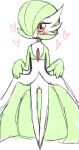  blush clothed clothing clothing_lift female gardevoir genitals hearts_around_head hi_res humanoid looking_at_viewer negoya nintendo pok&eacute;mon pok&eacute;mon_(species) pussy red_eyes simple_background solo video_games white_background 
