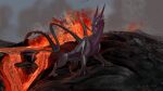  16:9 ambiguous_gender claws conditional_dnp day detailed_background dragon feral hi_res horn kodardragon outside red_eyes sky solo widescreen wingless_dragon 
