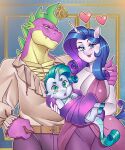  5:6 absurd_res anthro anthrofied big_breasts breasts cleavage clothed clothing dragon equid equine father father_and_child female friendship_is_magic group hasbro hi_res horn hybrid male mammal mother mother_and_child my_little_pony nauth parent parent_and_child rarity_(mlp) spike_(mlp) trio unicorn young 
